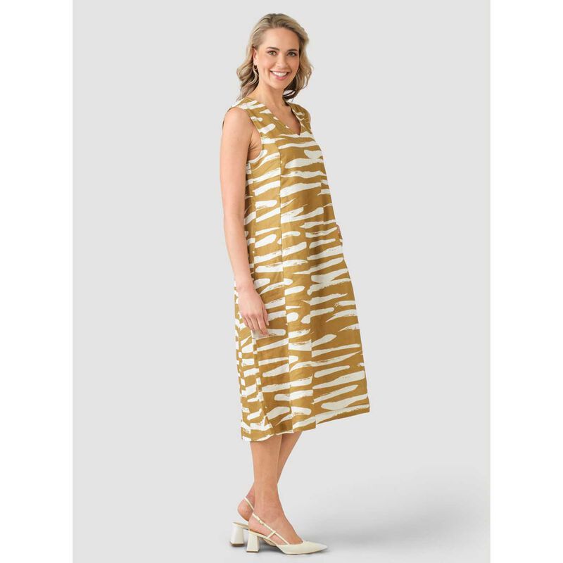 B Essentials Linen V Neck Dress image number 3